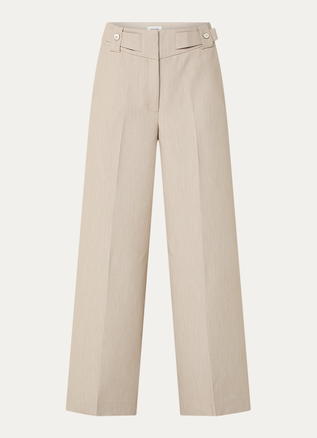 Aaiko Nore high waist wide fit pantalon met steekzakken - voorkant 2 zand
