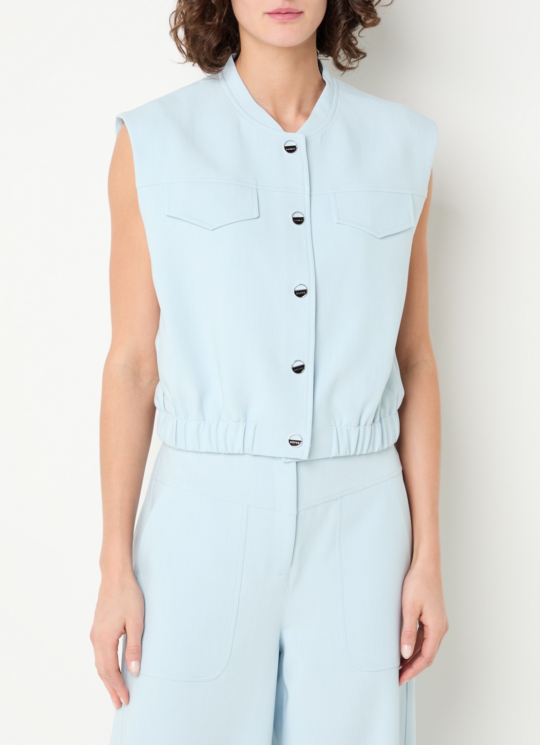Aaiko Olivia gilet met opstaande kraag - detail 4 lichtblauw