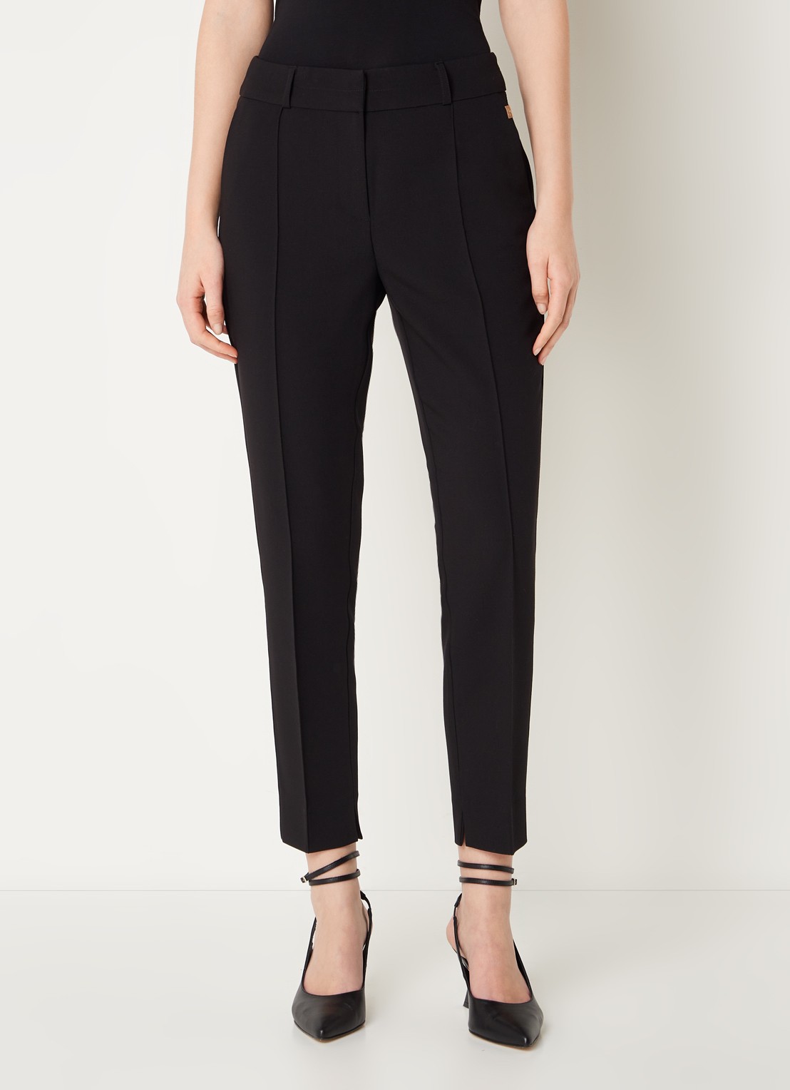 Aaiko Parene high waist tapered fit cropped pantalon met steekzakken  - detail 4 zwart