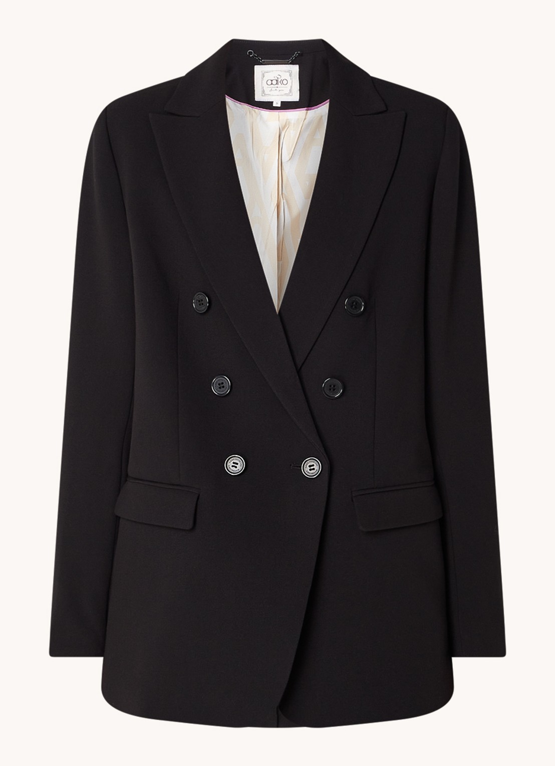 Aaiko Perize double-breasted blazer met schoudervulling en stretch - voorkant 3 zwart