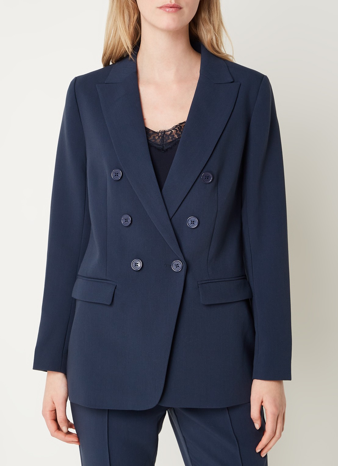 Aaiko Perize double-breasted blazer met schoudervulling en stretch - detail 4 donkerblauw