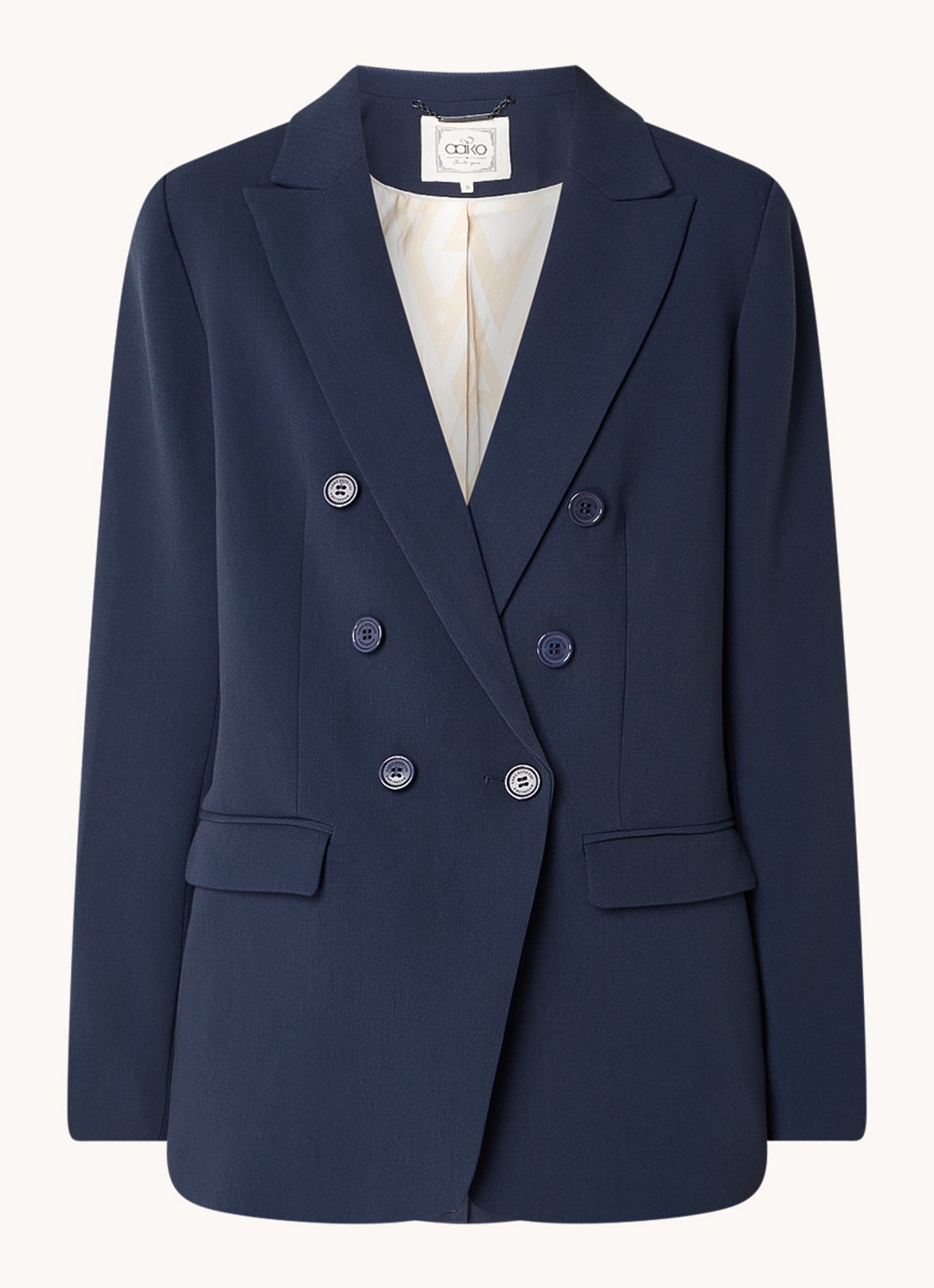 Aaiko Perize double-breasted blazer met schoudervulling en stretch - voorkant 2 donkerblauw
