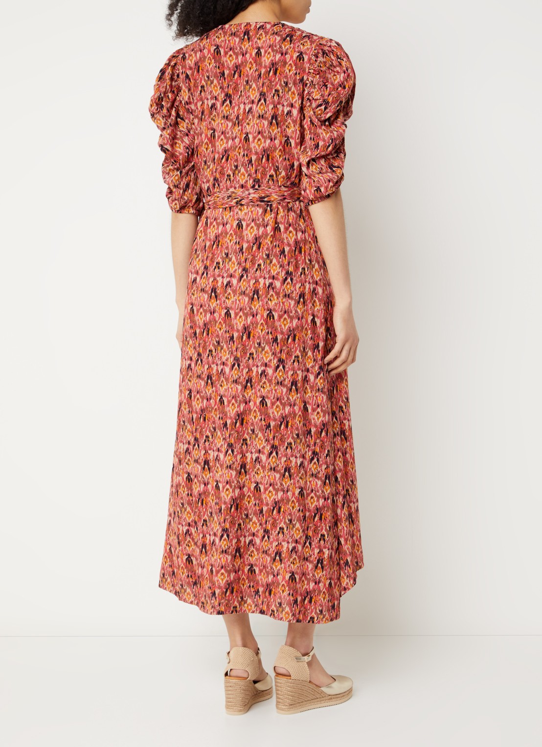 Aaiko Pida Ikat wikkeljurk met print - achterkant kersenrood