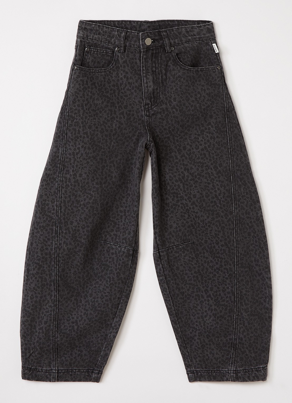 Aaiko Quinn balloon fit jeans met panterprint - voorkant antraciet