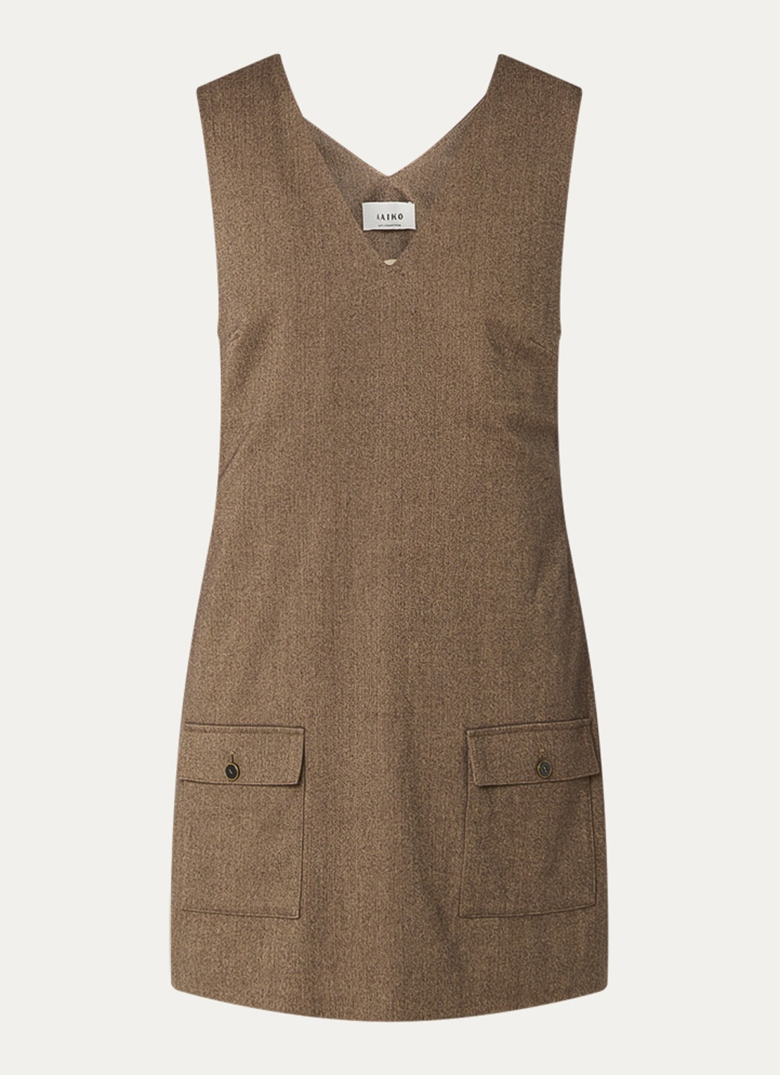Aaiko Rivane mini jurk met klepzakken - voorkant 2 zand
