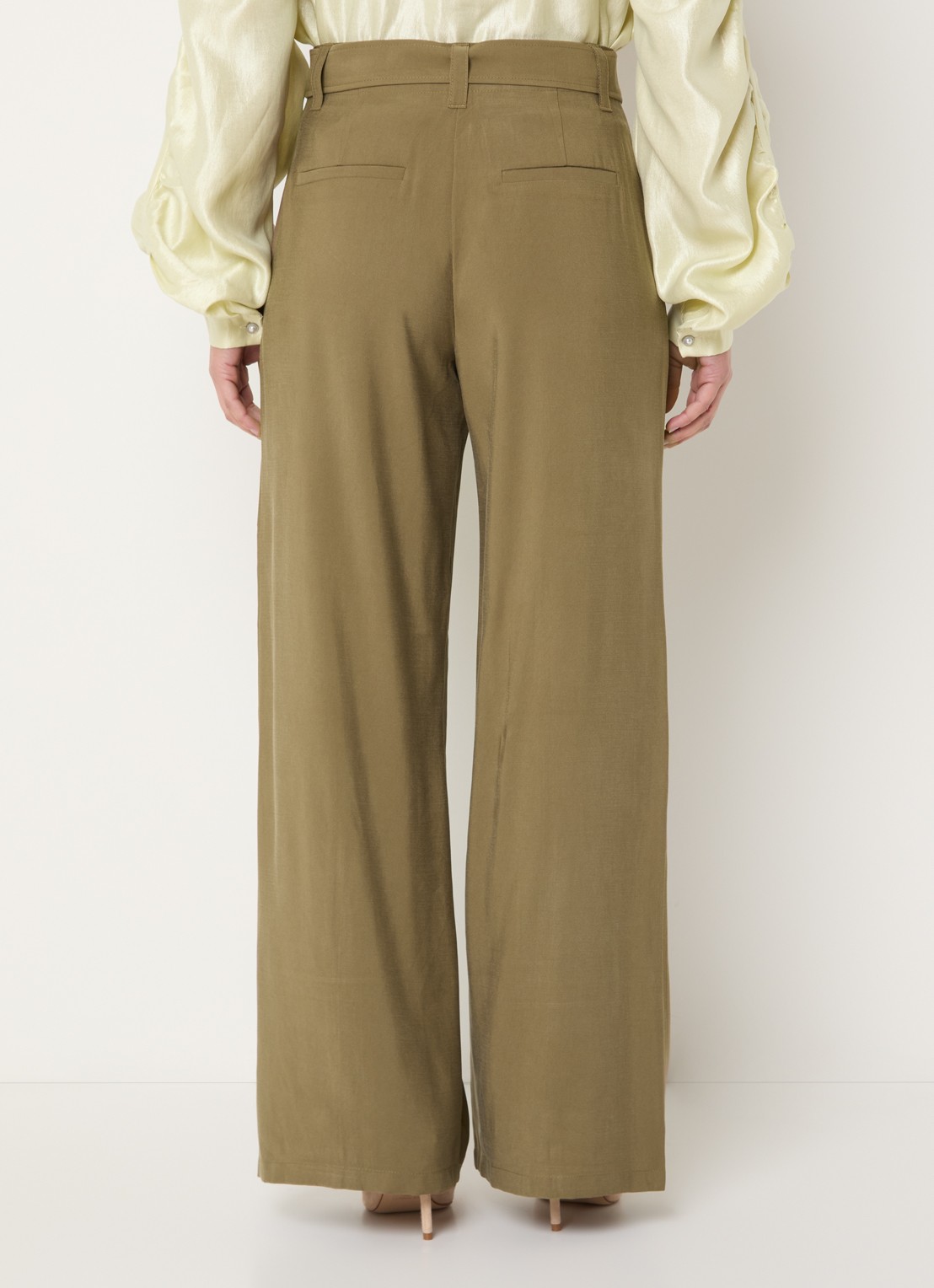 Aaiko River high waist wide fit pantalon met ceintuur - achterkant 4 groen
