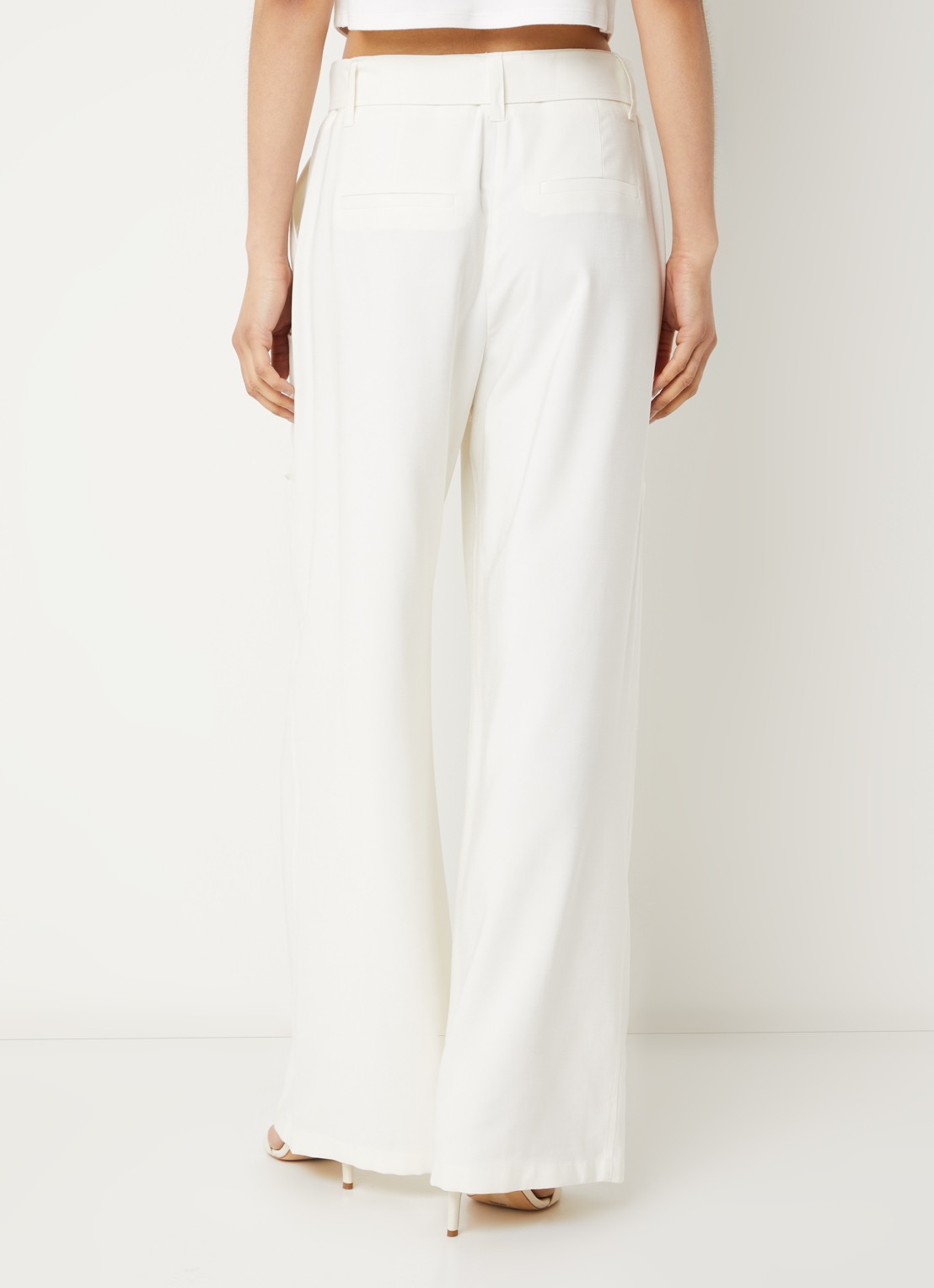 Aaiko River high waist wide fit pantalon met ceintuur - achterkant wit