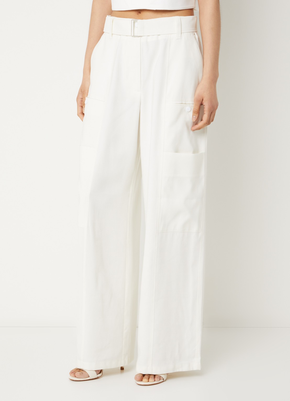 Aaiko River high waist wide fit pantalon met ceintuur - detail 4 wit