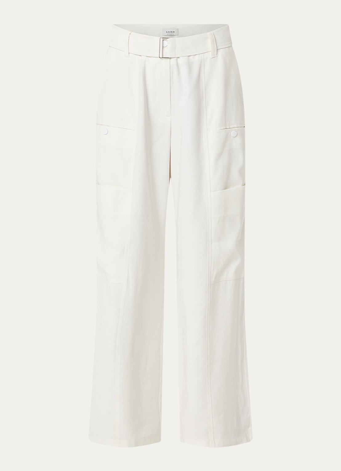 Aaiko River high waist wide fit pantalon met ceintuur - voorkant 2 wit