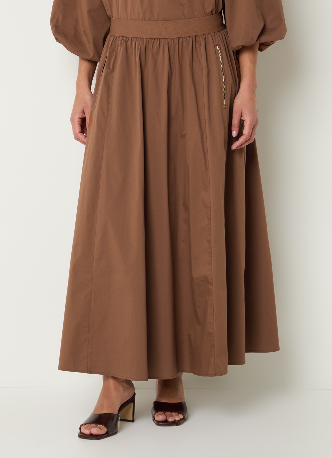Aaiko Rixt maxi rok met ritszakken - detail 4 bruin