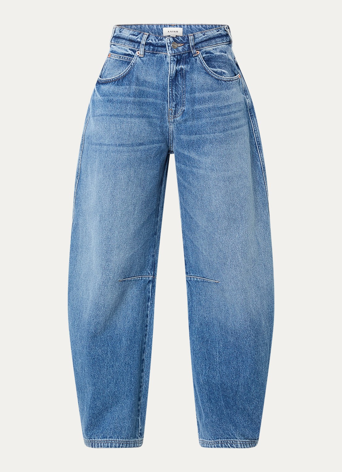 Aaiko Sacha high waist balloon fit jeans met medium wassing - voorkant 3 indigo