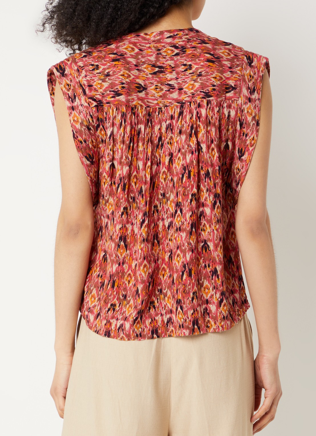 Aaiko Sandra top met print en ronde hals - achterkant cranberryrood