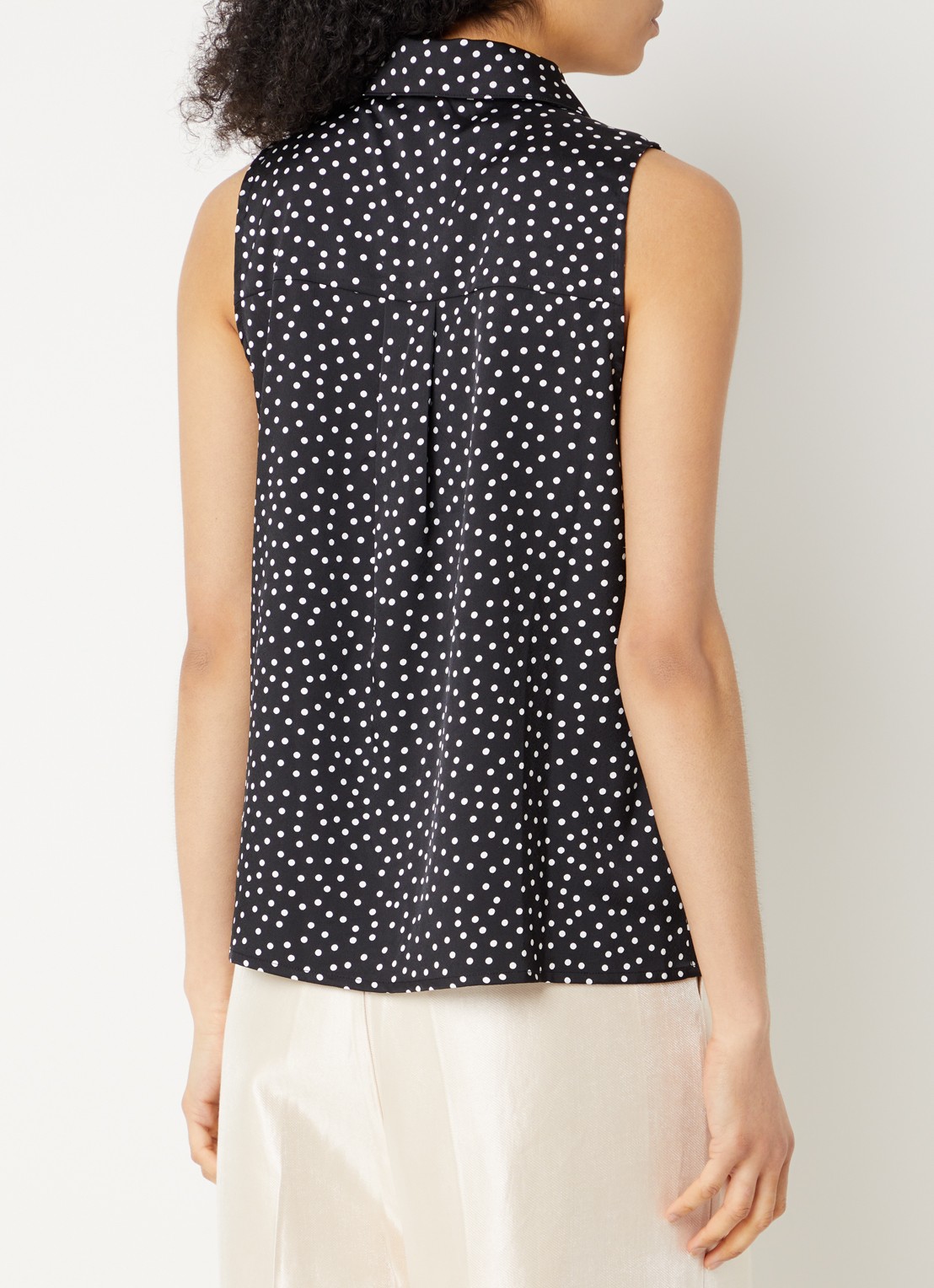 Aaiko Saran blouse met stippenprint en strikkraag - achterkant 4 zwart