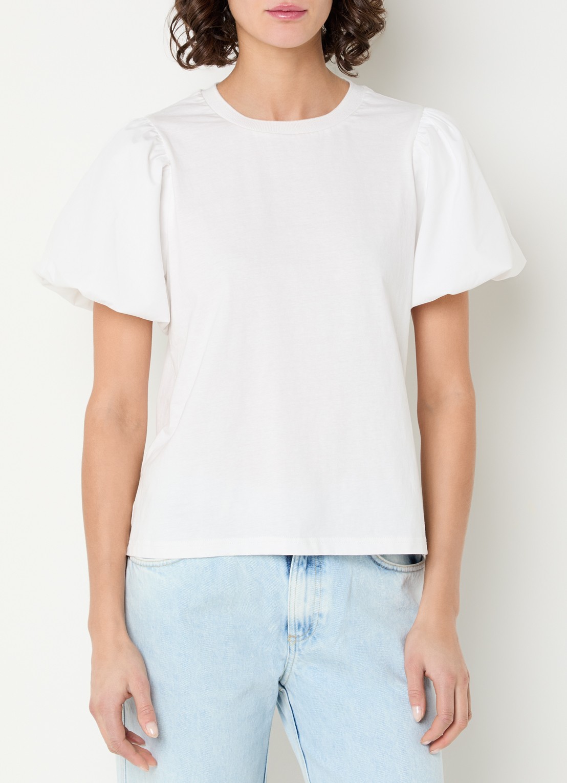 Aaiko Sofia top met pofmouw - detail 4 gebroken wit