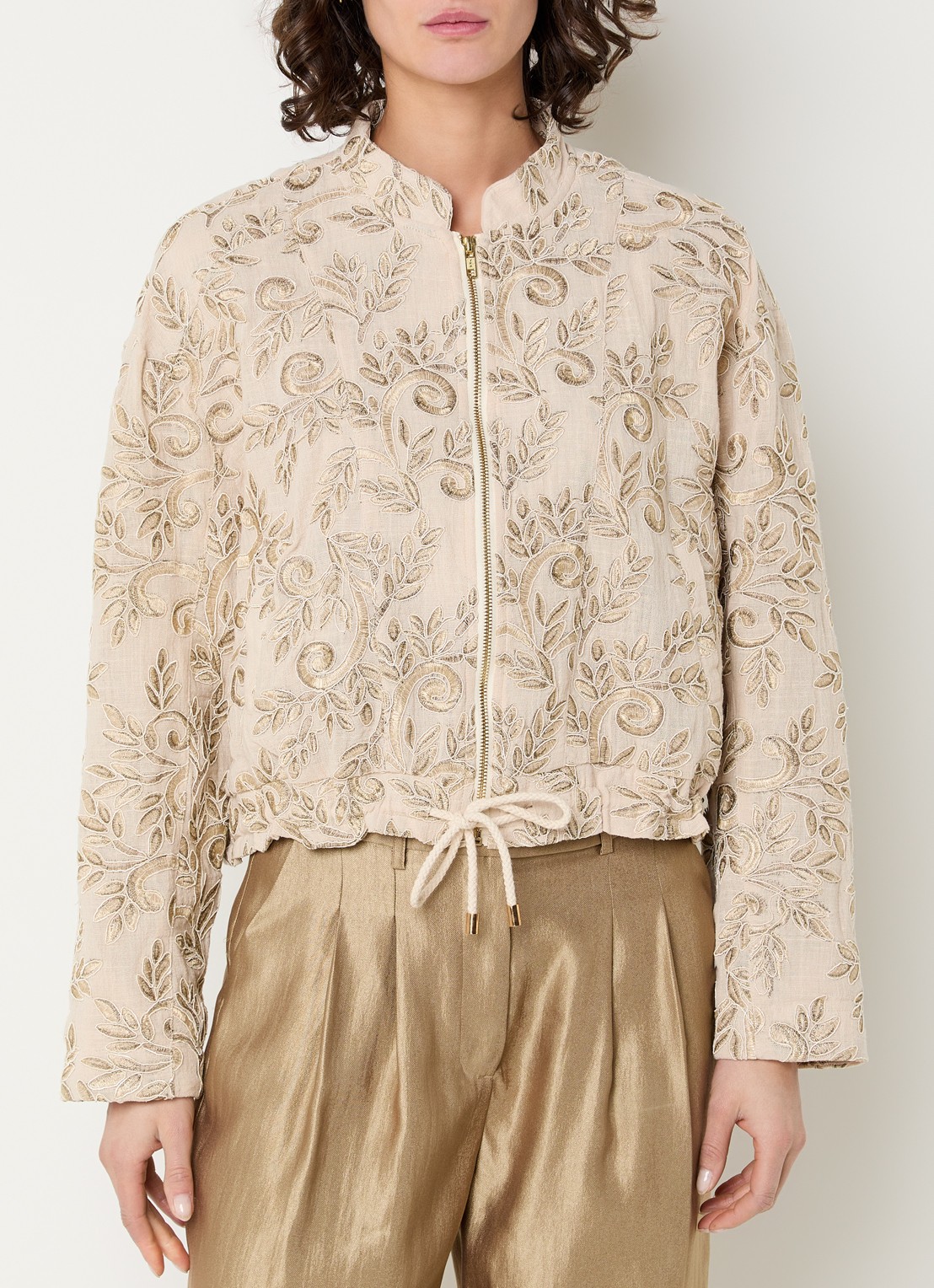 Aaiko Solane jack met borduring - detail 4 beige