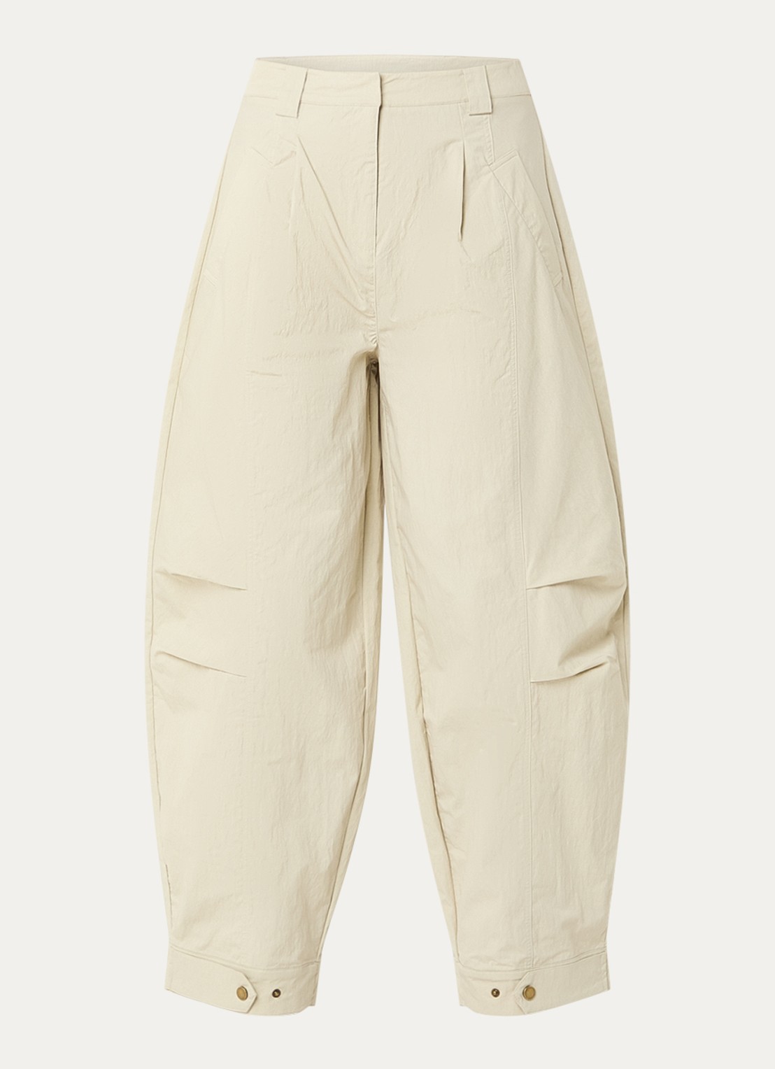 Aaiko Steffi high waist balloon fit broek met steekzakken - voorkant khaki