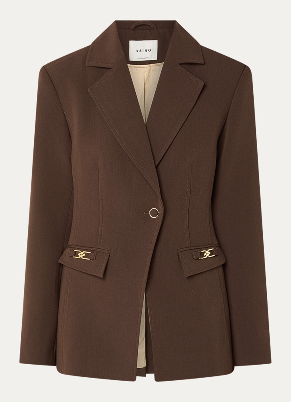 Aaiko Toulon single-breasted blazer met schoudervulling - voorkant 3 bruin