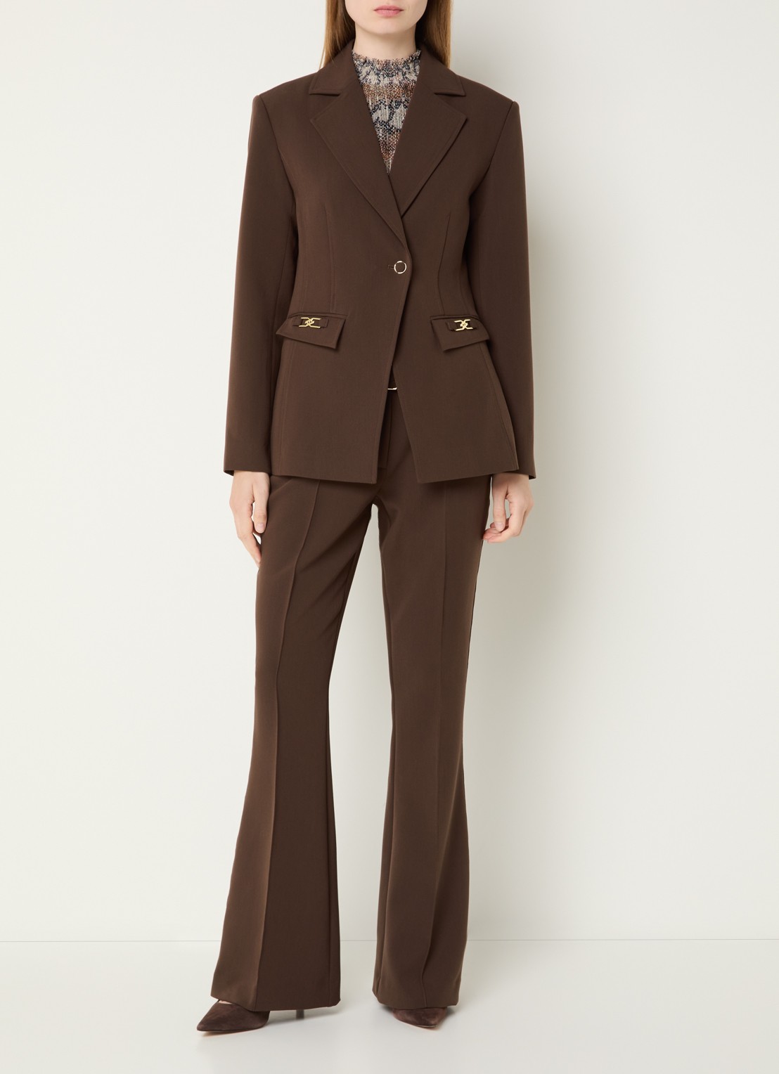 Aaiko Toulon single-breasted blazer met schoudervulling - voorkant 4 bruin