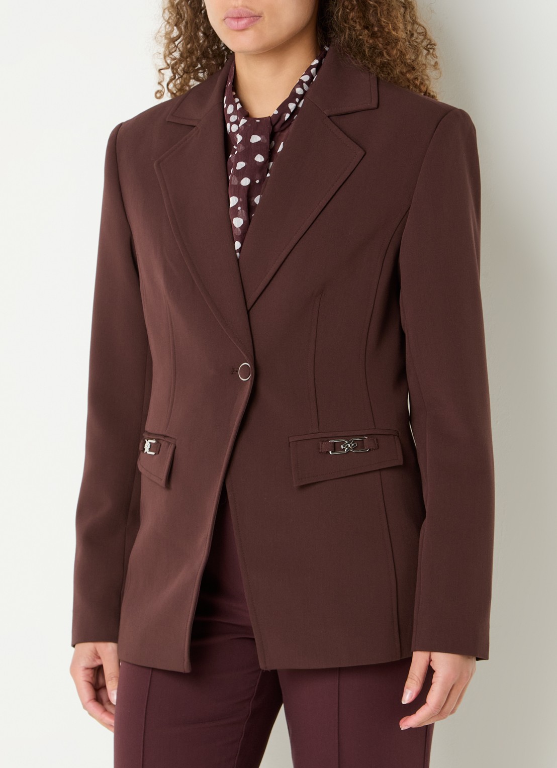 Aaiko Toulon single-breasted blazer met schoudervulling - detail 4 bordeauxrood