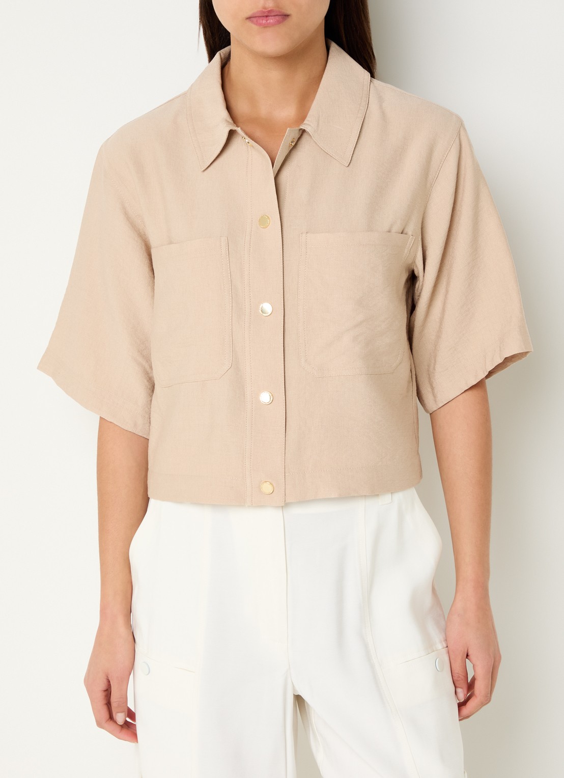 Aaiko Vanessa blouse met borstzakken  - detail 4 zand