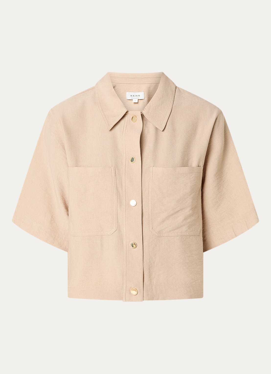 Aaiko Vanessa blouse met borstzakken  - voorkant 2 zand