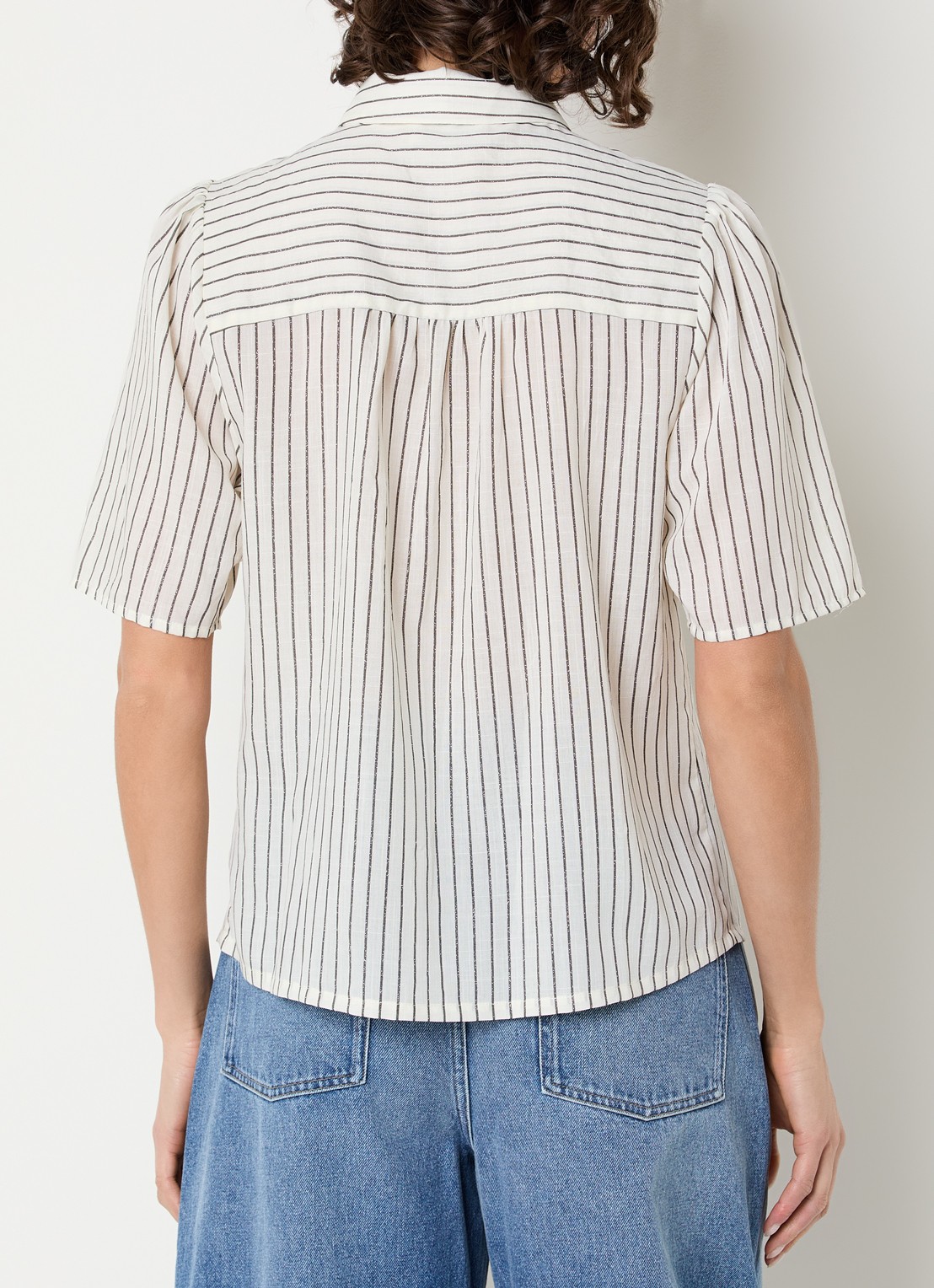 Aaiko Veronne tuniek met sjaalkraag en streepprint - achterkant 4 beige