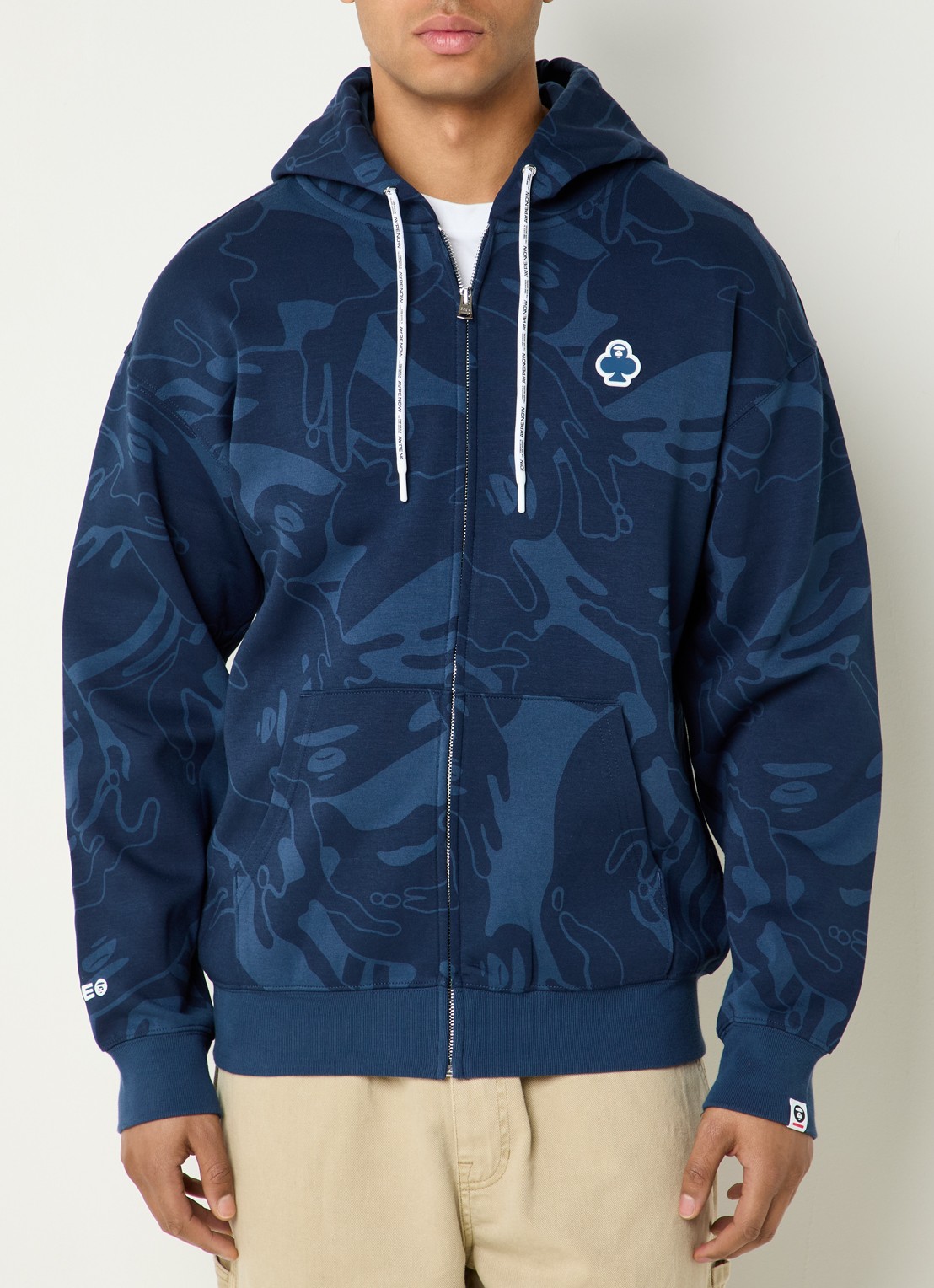Aape Clover sweatvest met logoprint - detail indigo