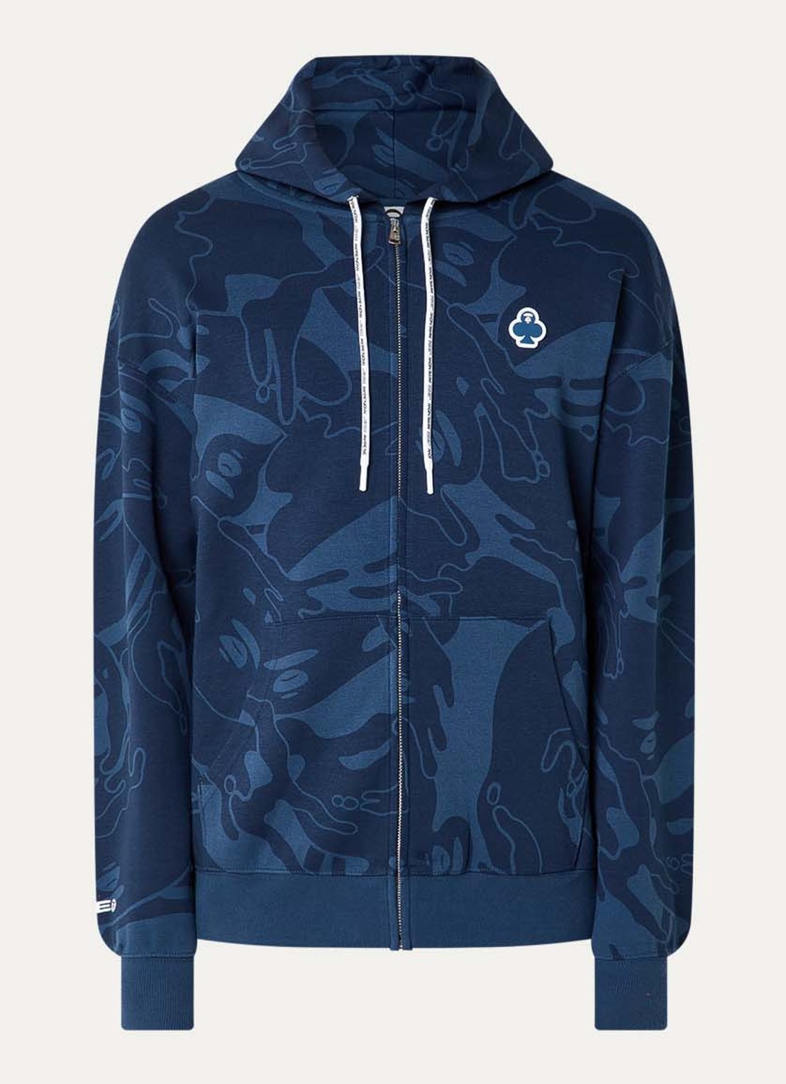 Aape Clover sweatvest met logoprint - voorkant 3 indigo