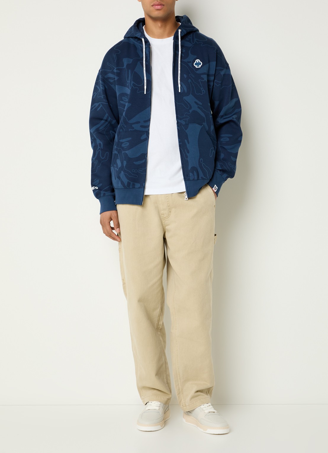 Aape Clover sweatvest met logoprint - voorkant 4 indigo