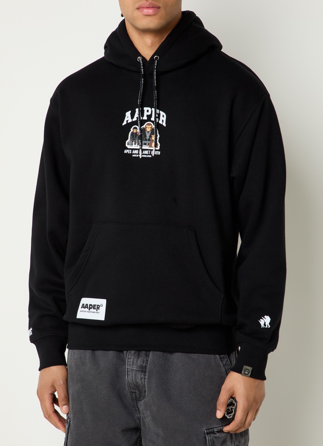 Aape Hoodie met logo - detail 4 zwart