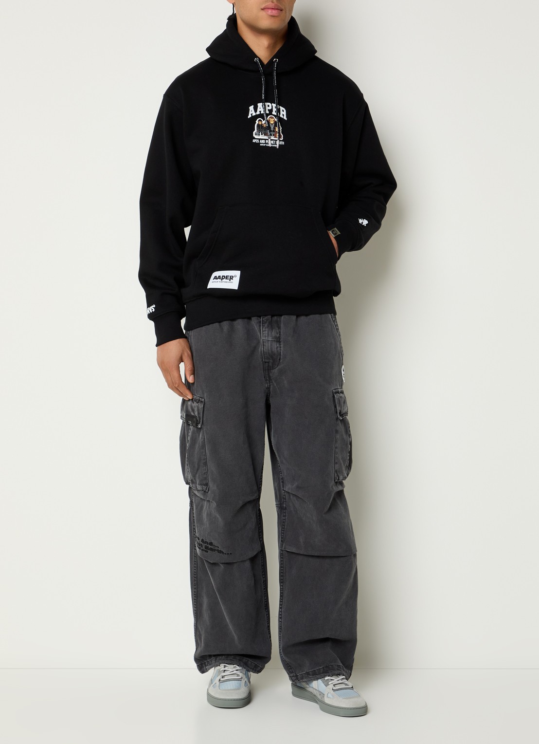 Aape Hoodie met logo - voorkant 3 zwart