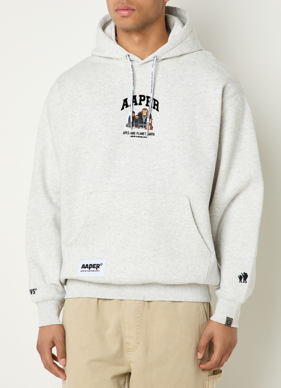 Aape Hoodie met logo - detail 4 lichtgrijs