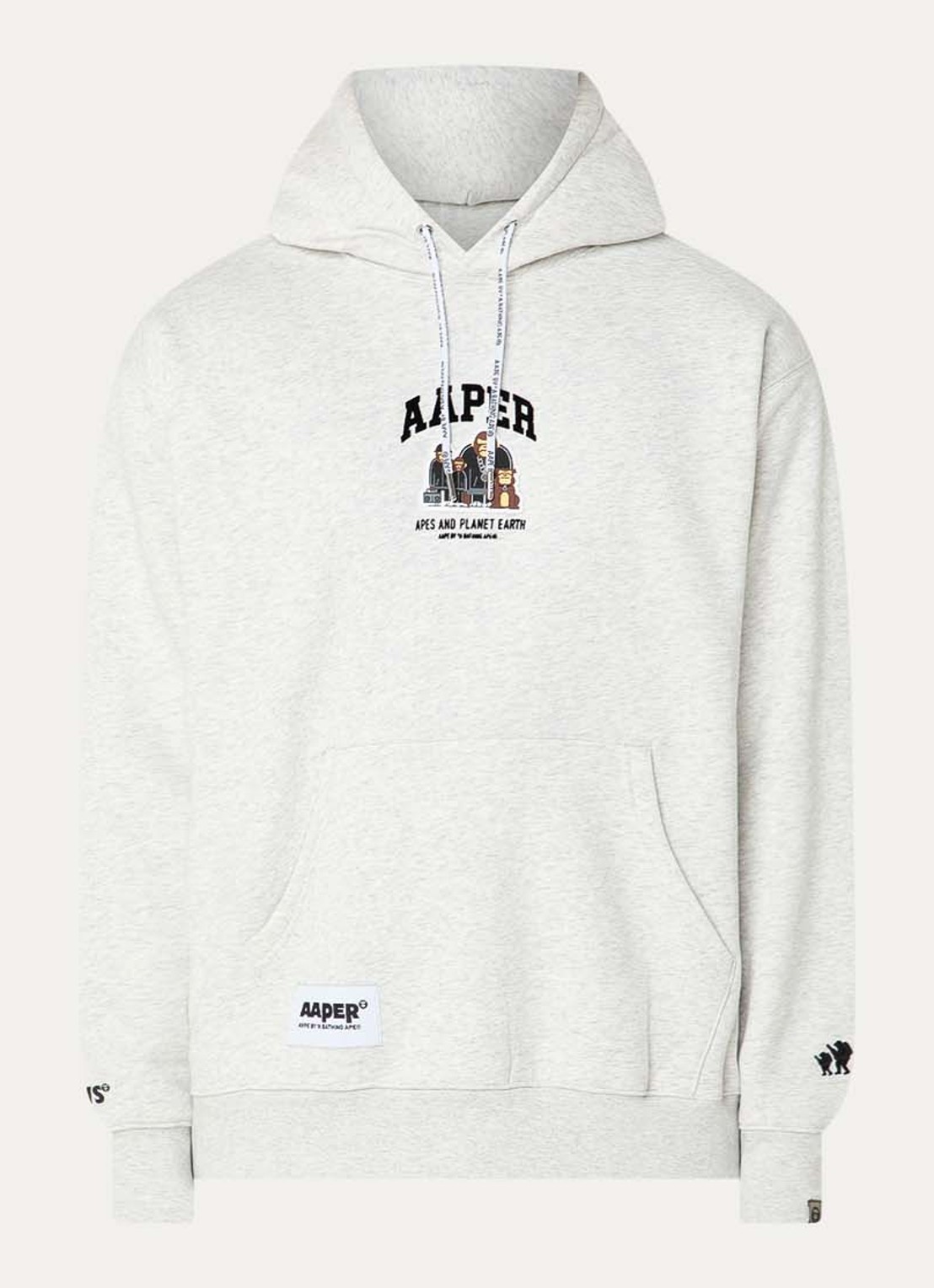 Aape Hoodie met logo - voorkant 2 lichtgrijs