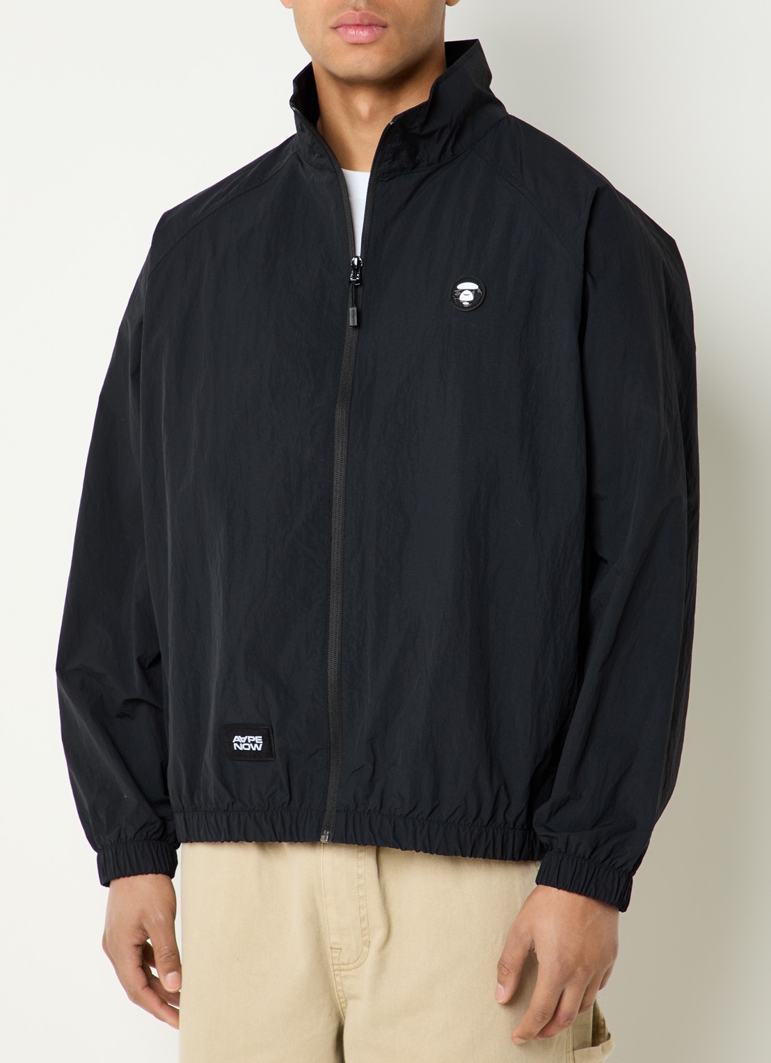 Aape Now windjack met logo- en backprint - detail zwart