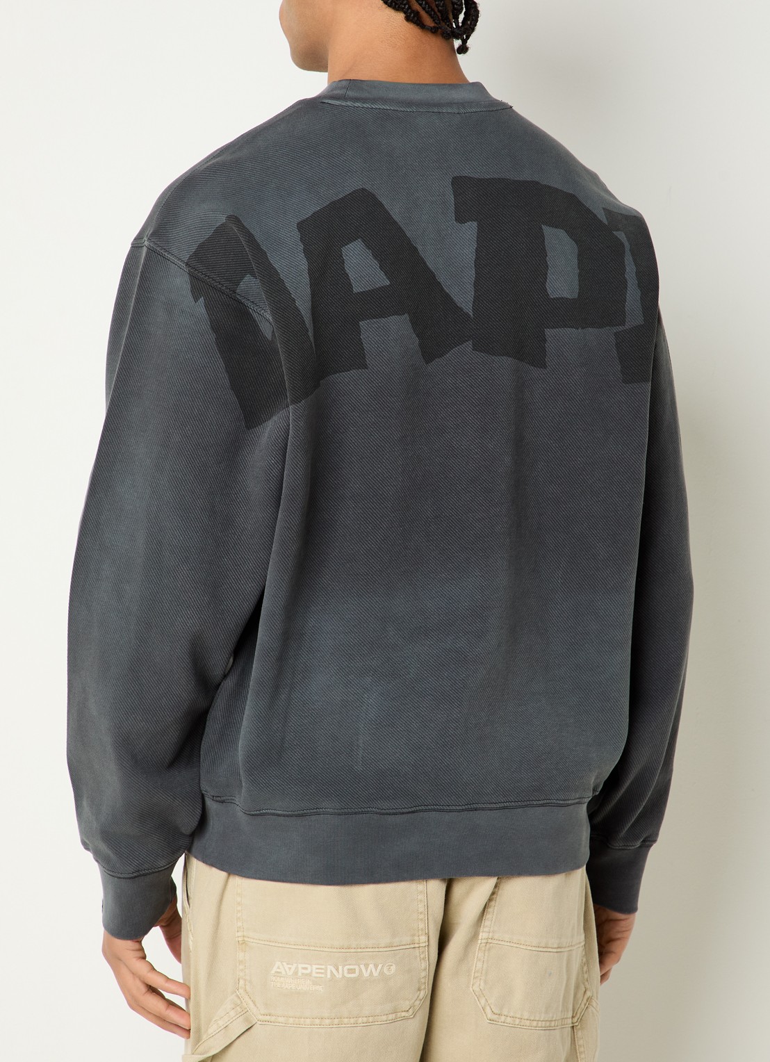 Aape Sweater met logo- en backprint - detail 4 donkergrijs
