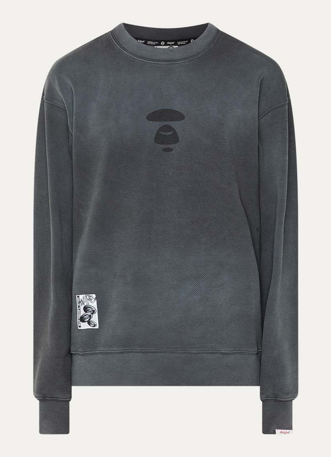 Aape Sweater met logo- en backprint - voorkant donkergrijs