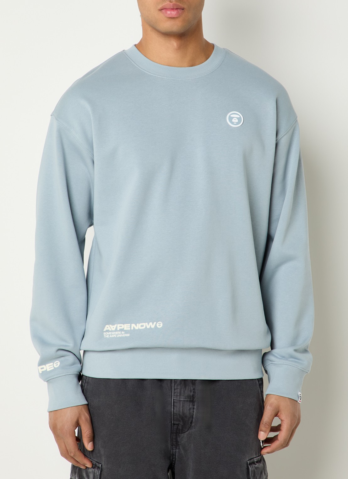 Aape Sweater met logo - detail 4 blauwgrijs