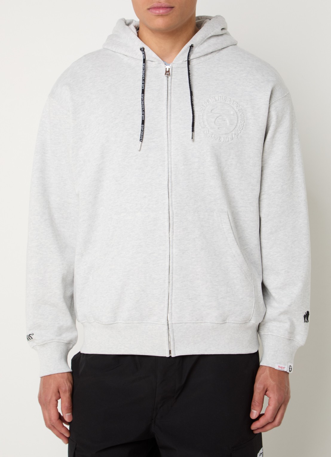 Aape Sweatvest met 3D logo en capuchon - detail 4 grijsmele