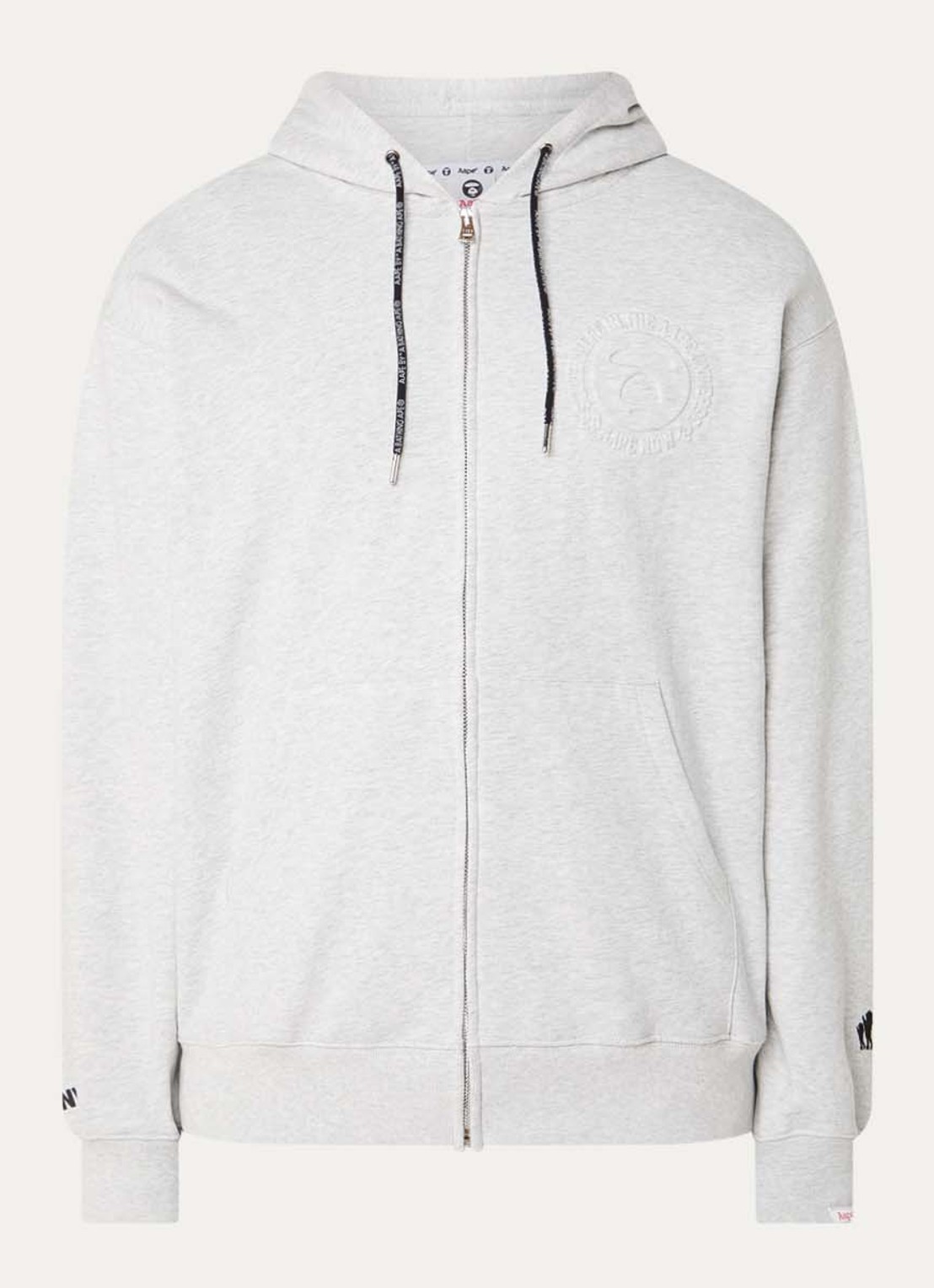 Aape Sweatvest met 3D logo en capuchon - voorkant 2 grijsmele