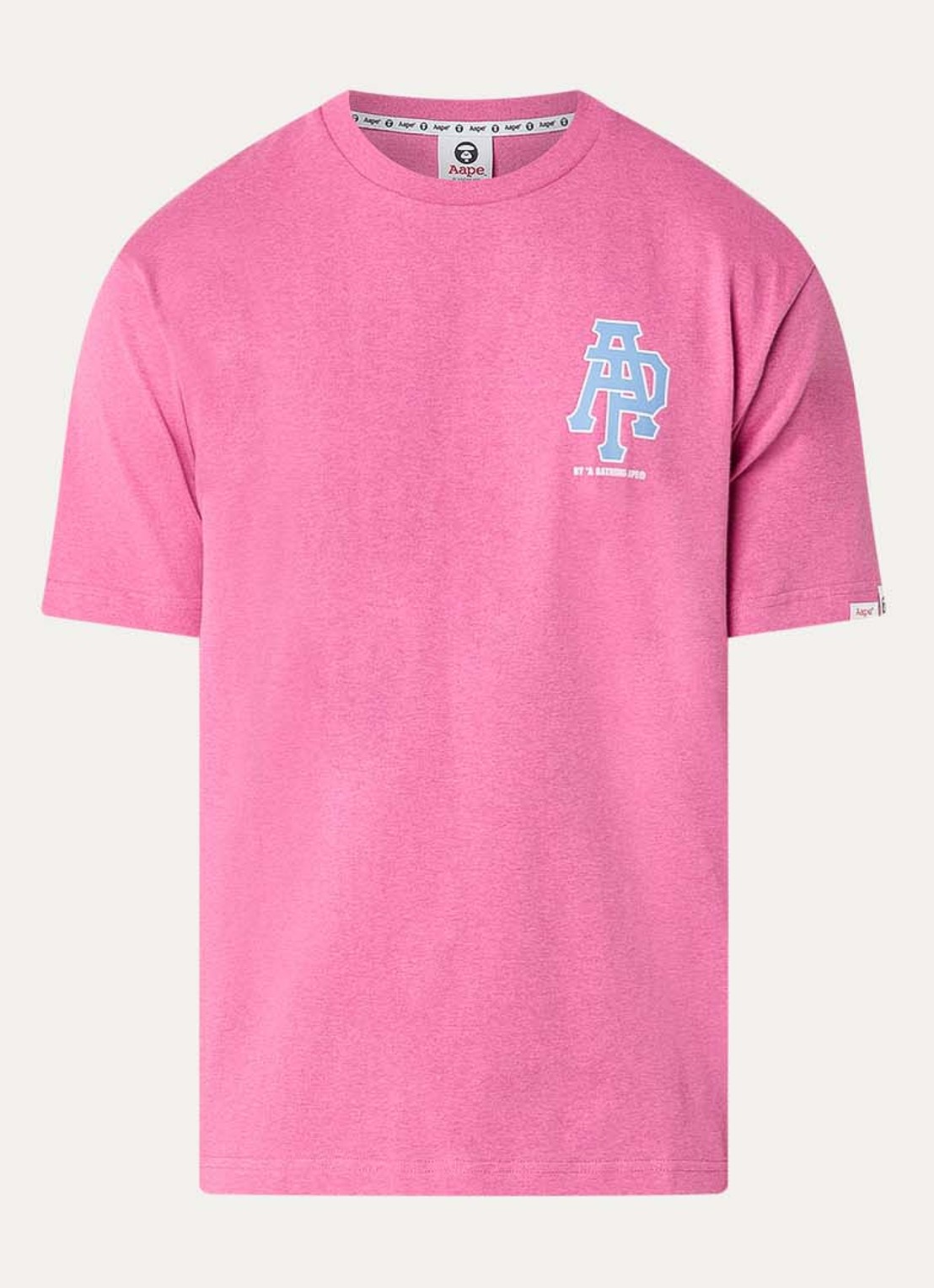 Aape T-shirt met logo- en backprint - voorkant 2 fuchsia