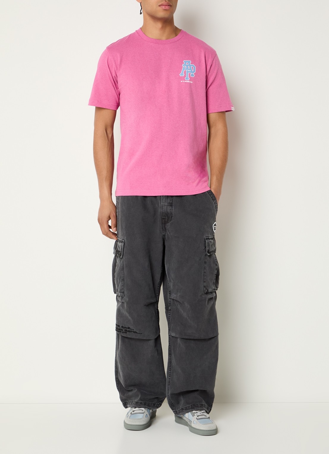 Aape T-shirt met logo- en backprint - voorkant 3 fuchsia