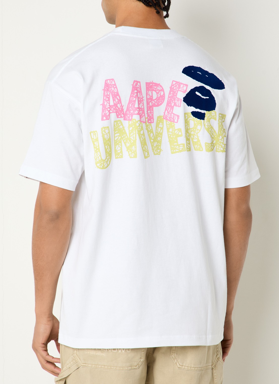 Aape T-shirt met logo- en backprint - detail 4 wit