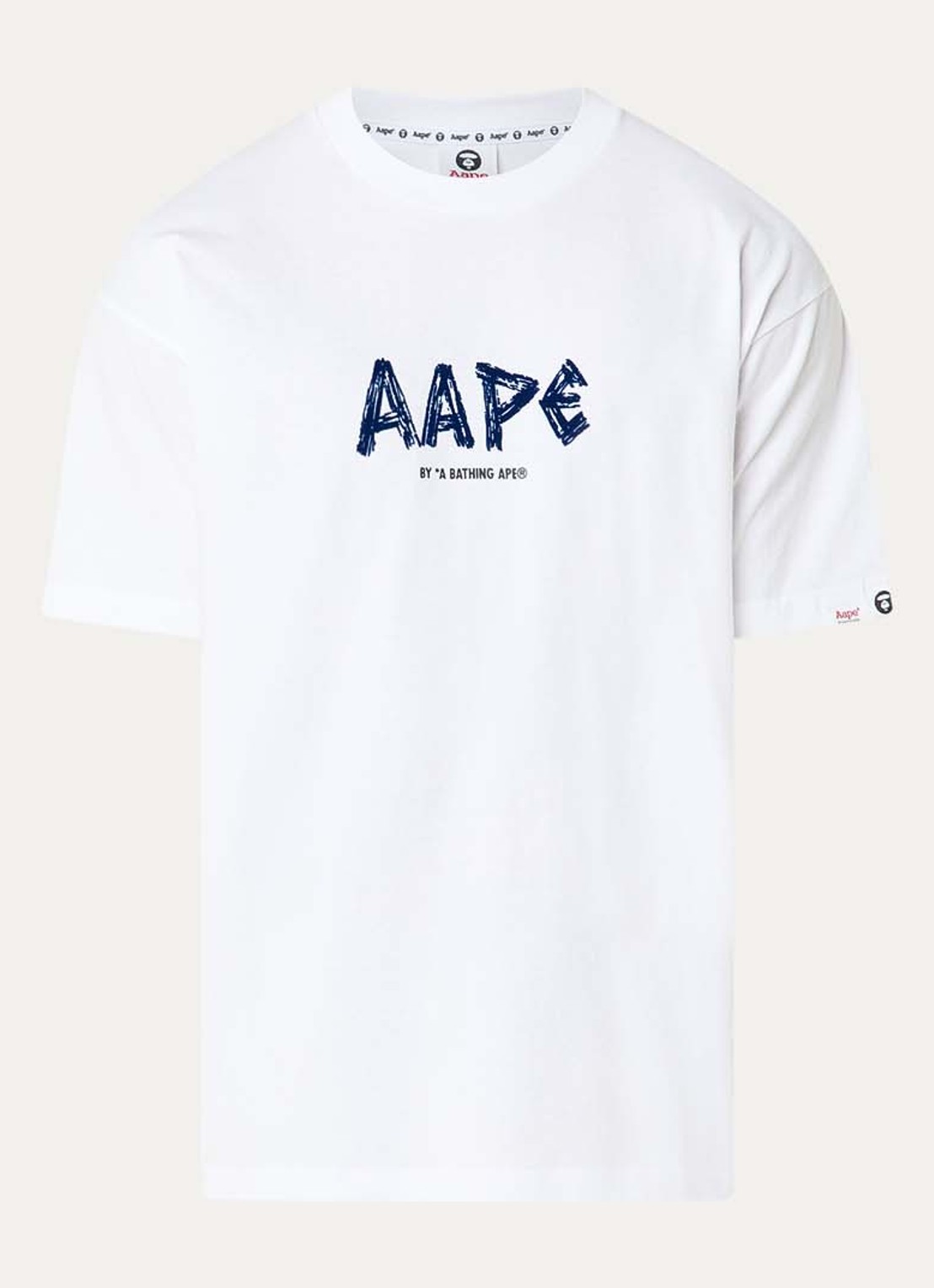 Aape T-shirt met logo- en backprint - voorkant 2 wit