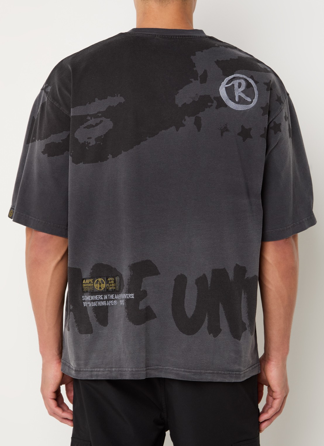 Aape T-shirt met logo- en backprint - achterkant antraciet
