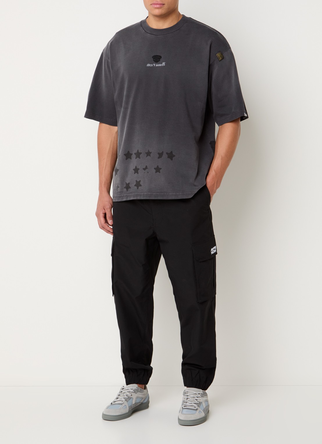 Aape T-shirt met logo- en backprint - voorkant 4 antraciet