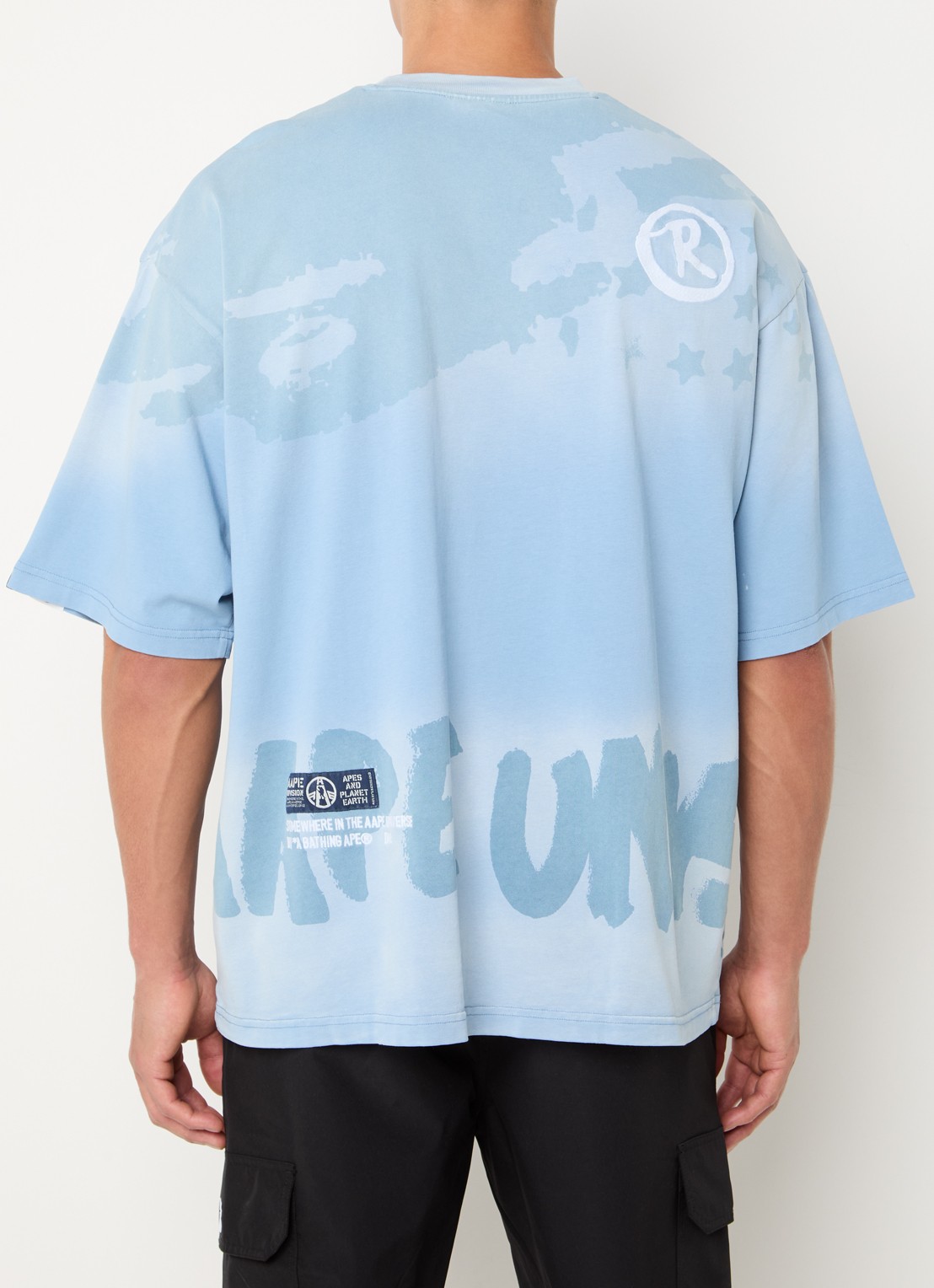 Aape T-shirt met logo- en backprint - achterkant 4 lichtblauw