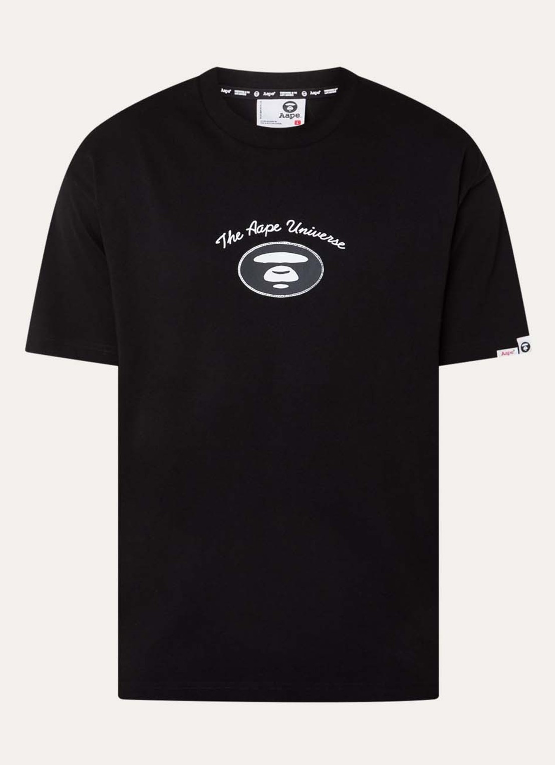 Aape T-shirt met logo- en backprint - voorkant 3 zwart