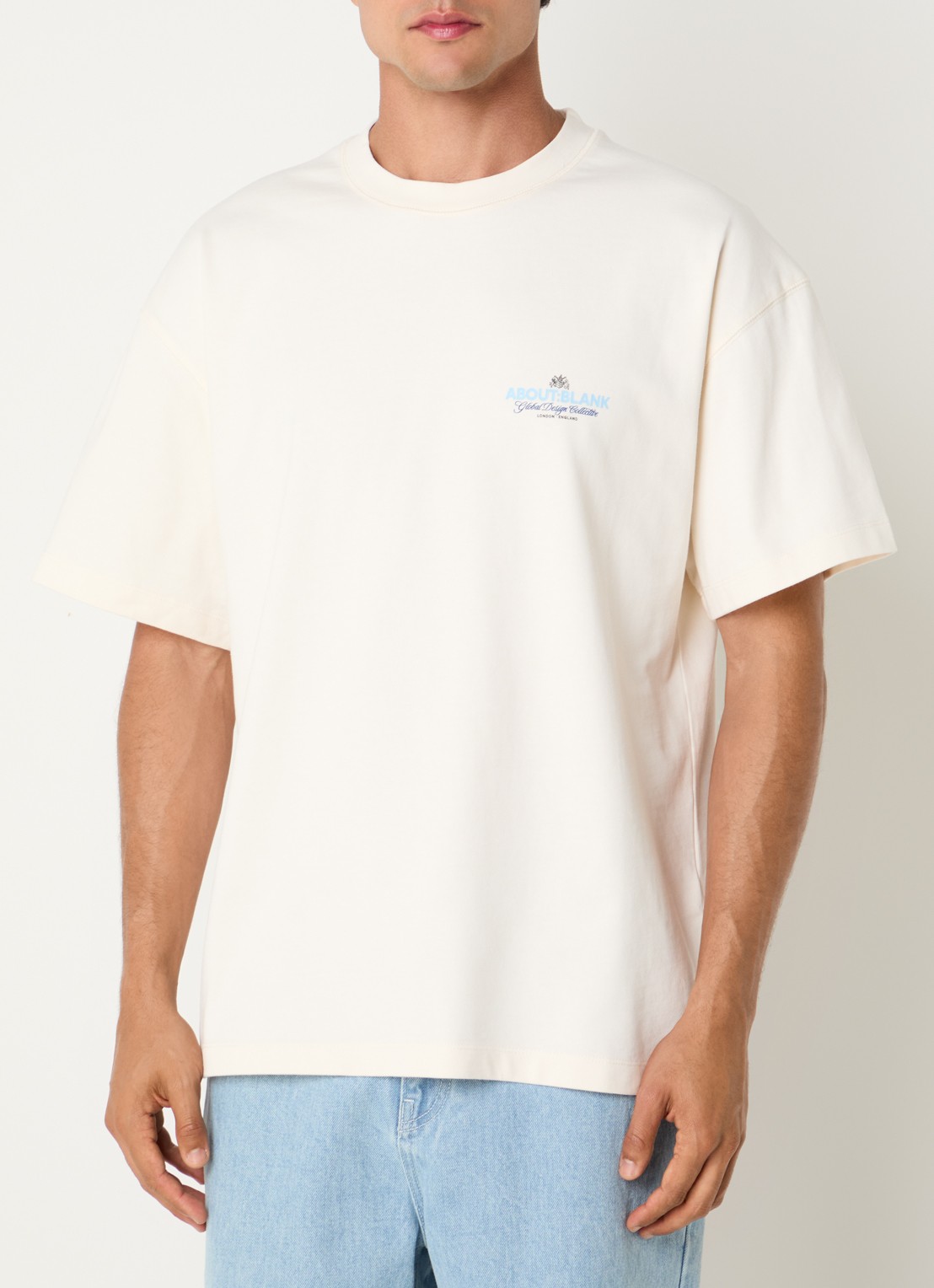 about:blank Blazon T-shirt met logo- en backprint - achterkant gebroken wit