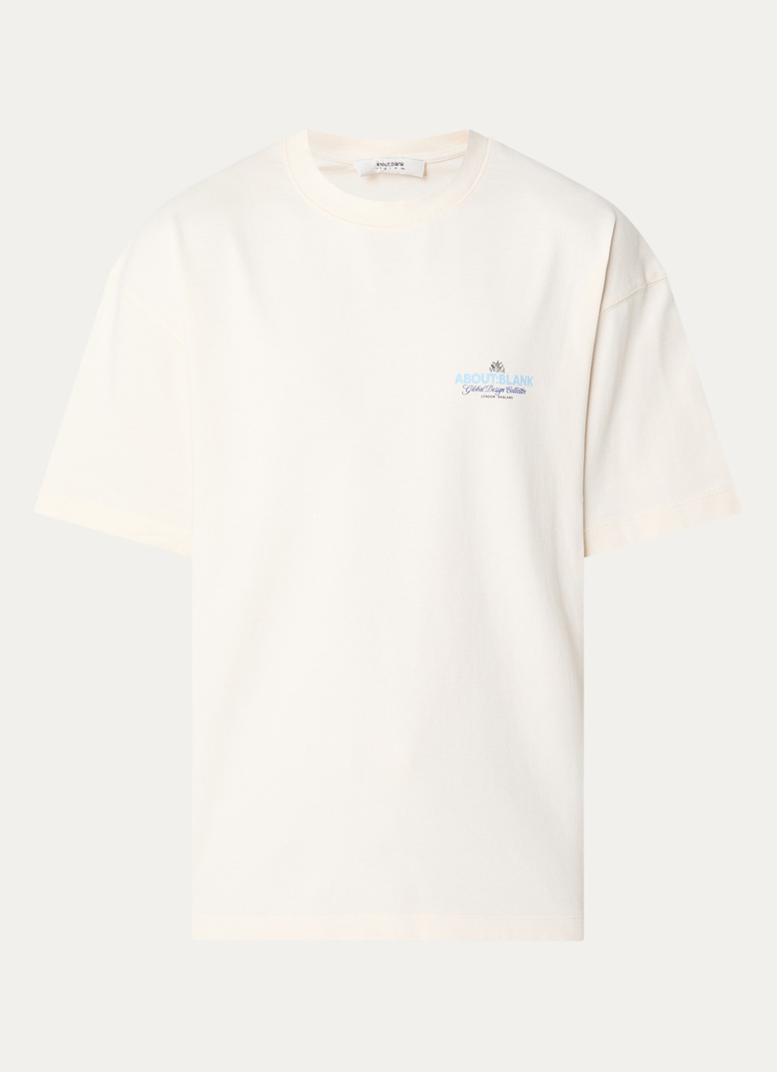 about:blank Blazon T-shirt met logo- en backprint - voorkant 2 gebroken wit
