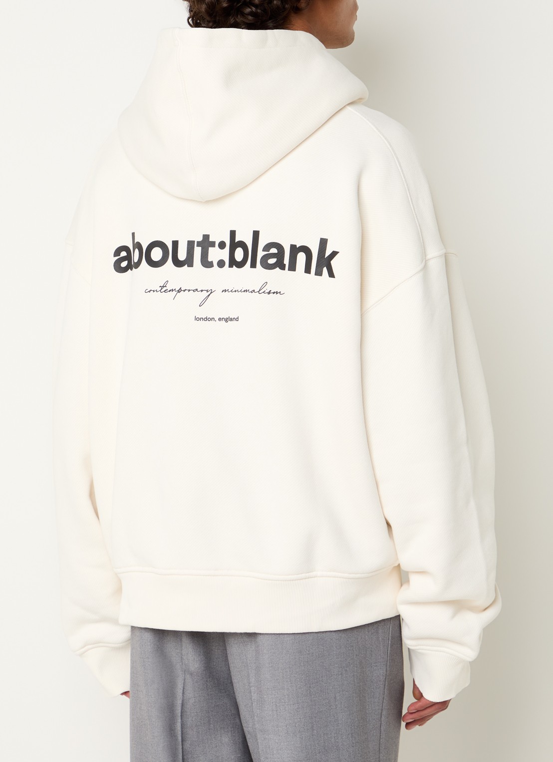 about:blank Box hoodie met logoprint - detail 4 gebroken wit